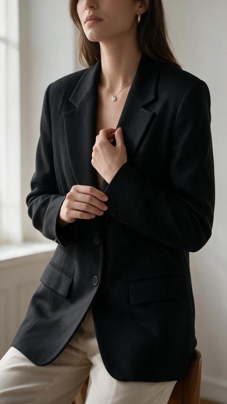 Vintage Pendleton Black Wool Blazer Jacket Coat L 12
